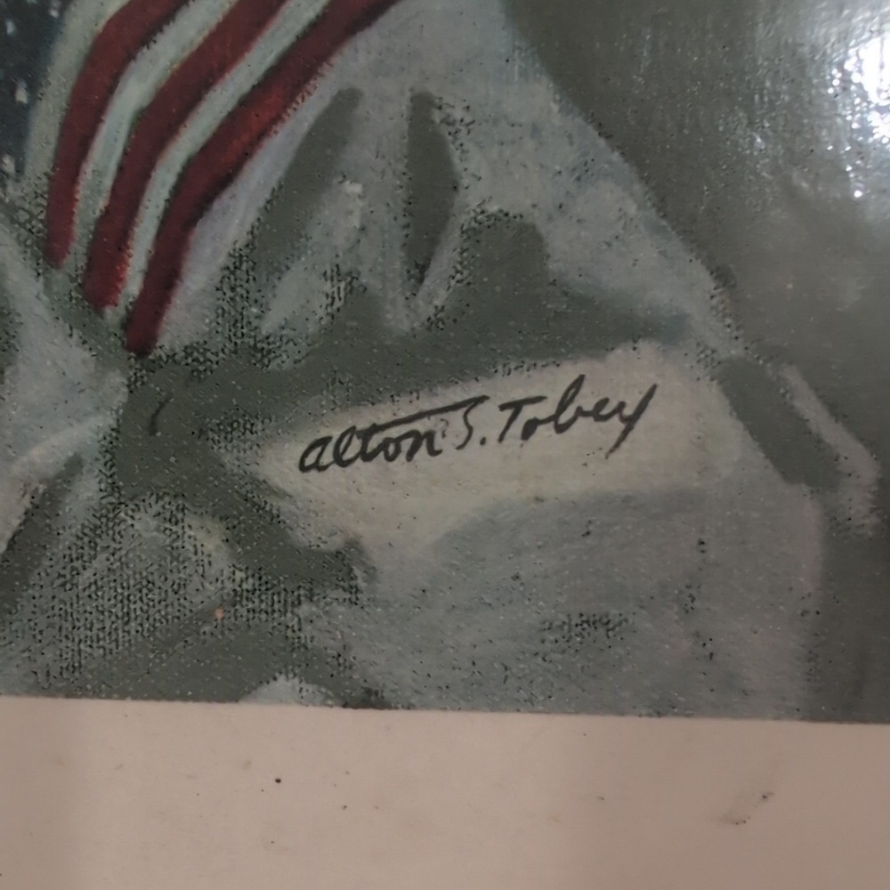 Vtg 1969 Apollo 11 Astronauts First On The Moon Alton S Tobey Print Laminated - Picture 4 of 5